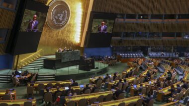 Plenário da ONU, em Nova York. Imagem referente a matéria